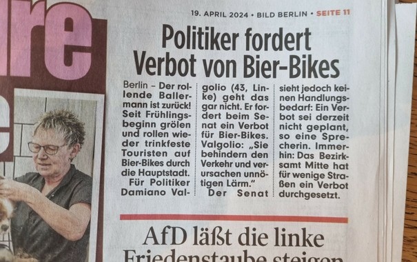 Bild: SPD fordert Bierbikeverbot in Berlin.