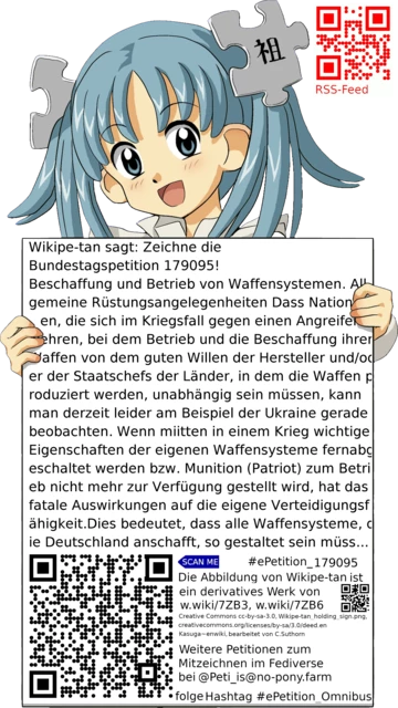 Sharepic zur Petition 179095 für Toots, Posts, Chats, Poster, Banner, Flyer, T-Shirts, Tassen mit QR-Code, der direkt zur Mitzeichnen-Seite des Bundestags oder dem Login der Bundestags-Petitionsseite führt