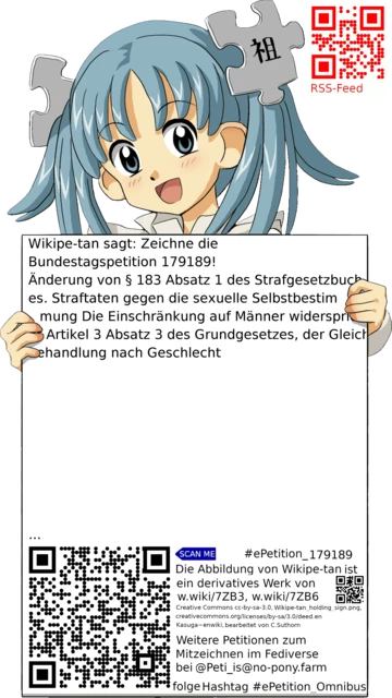 Sharepic zur Petition 179189 für Toots, Posts, Chats, Poster, Banner, Flyer, T-Shirts, Tassen mit QR-Code, der direkt zur Mitzeichnen-Seite des Bundestags oder dem Login der Bundestags-Petitionsseite führt