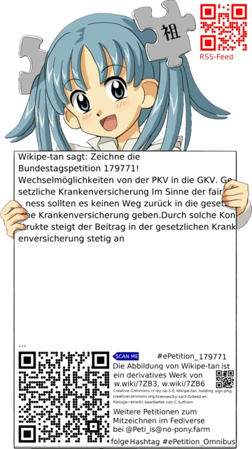 Sharepic zur Petition 179771 für Toots, Posts, Chats, Poster, Banner, Flyer, T-Shirts, Tassen mit QR-Code, der direkt zur Mitzeichnen-Seite des Bundestags oder dem Login der Bundestags-Petitionsseite führt