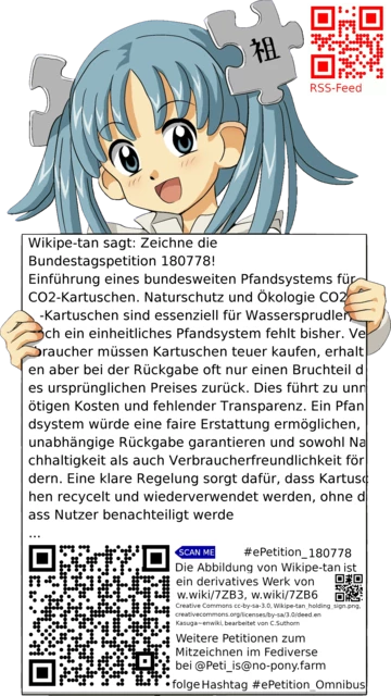 Sharepic zur Petition 180778 für Toots, Posts, Chats, Poster, Banner, Flyer, T-Shirts, Tassen mit QR-Code, der direkt zur Mitzeichnen-Seite des Bundestags oder dem Login der Bundestags-Petitionsseite führt