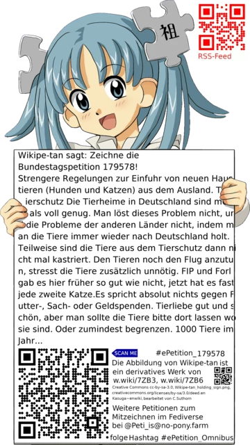 Sharepic zur Petition 179578 für Toots, Posts, Chats, Poster, Banner, Flyer, T-Shirts, Tassen mit QR-Code, der direkt zur Mitzeichnen-Seite des Bundestags oder dem Login der Bundestags-Petitionsseite führt