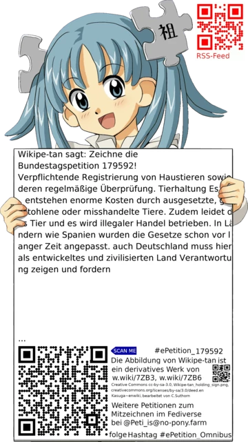Sharepic zur Petition 179592 für Toots, Posts, Chats, Poster, Banner, Flyer, T-Shirts, Tassen mit QR-Code, der direkt zur Mitzeichnen-Seite des Bundestags oder dem Login der Bundestags-Petitionsseite führt