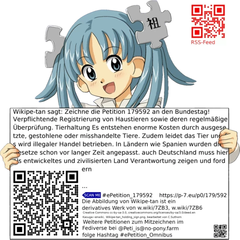 Sharepic zur Petition 179592 für Toots, Posts, Chats, Poster, Banner, Flyer, T-Shirts, Tassen mit QR-Code, der direkt zur Mitzeichnen-Seite des Bundestags oder dem Login der Bundestags-Petitionsseite führt