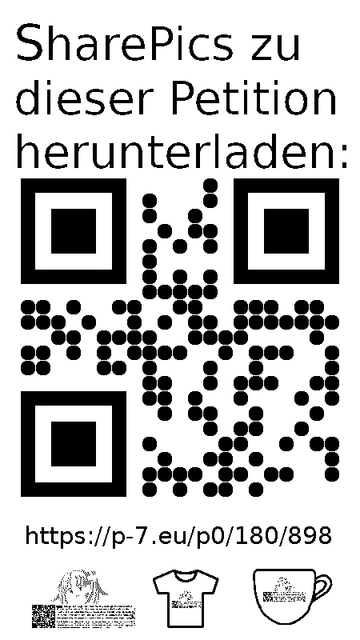 QR code und Link zur Download-Seite für die Sharepics der ePetition 180898, https://p-7.eu/p0/180/898