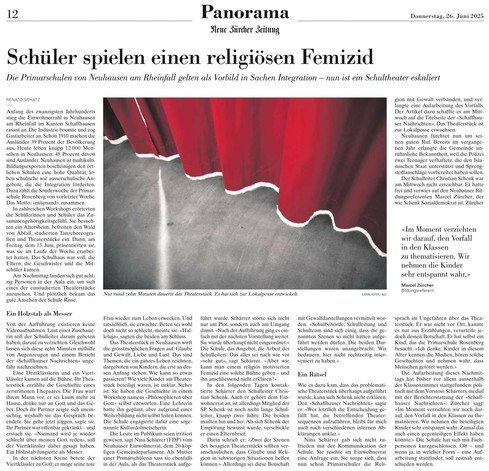 NZZ: Grundschüler schauspielern Femizid.