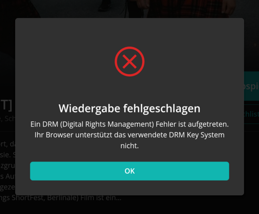 DRM key system not supportet.