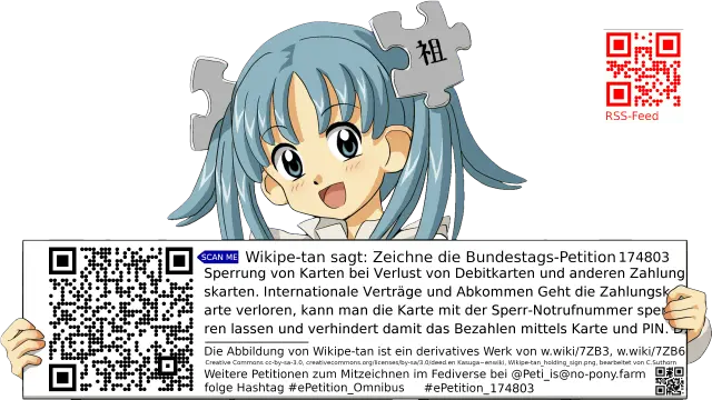 Sharepic zur Petition 174803 für Toots, Posts, Chats, Poster, Banner, Flyer, T-Shirts, Tassen mit QR-Code, der direkt zur Mitzeichnen-Seite des Bundestags oder dem Login der Bundestags-Petitionsseite führt