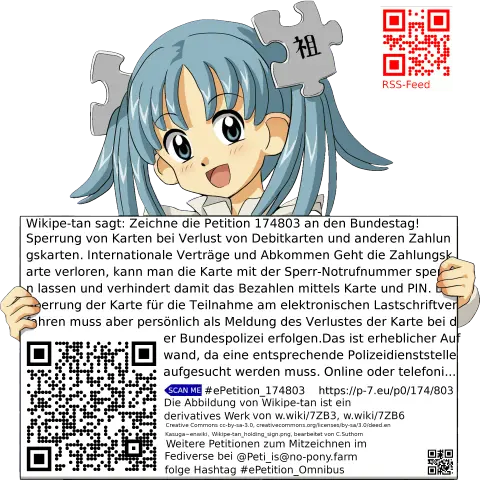 Sharepic zur Petition 174803 für Toots, Posts, Chats, Poster, Banner, Flyer, T-Shirts, Tassen mit QR-Code, der direkt zur Mitzeichnen-Seite des Bundestags oder dem Login der Bundestags-Petitionsseite führt