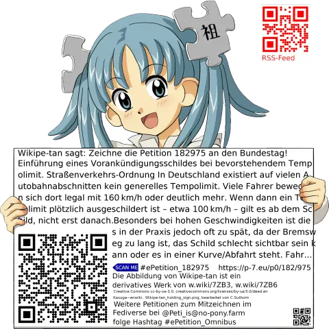 Sharepic zur Petition 182975 für Toots, Posts, Chats, Poster, Banner, Flyer, T-Shirts, Tassen mit QR-Code, der direkt zur Mitzeichnen-Seite des Bundestags oder dem Login der Bundestags-Petitionsseite führt