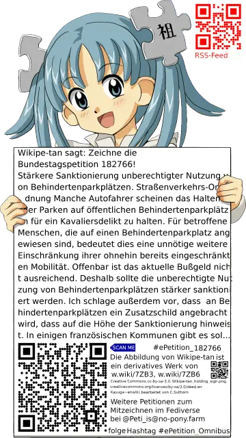 Sharepic zur Petition 182766 für Toots, Posts, Chats, Poster, Banner, Flyer, T-Shirts, Tassen mit QR-Code, der direkt zur Mitzeichnen-Seite des Bundestags oder dem Login der Bundestags-Petitionsseite führt