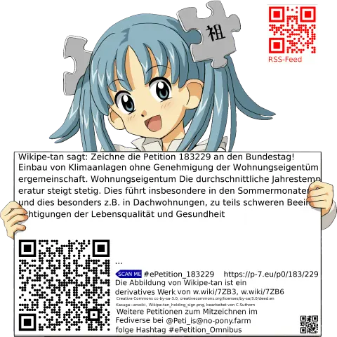 Sharepic zur Petition 183229 für Toots, Posts, Chats, Poster, Banner, Flyer, T-Shirts, Tassen mit QR-Code, der direkt zur Mitzeichnen-Seite des Bundestags oder dem Login der Bundestags-Petitionsseite führt