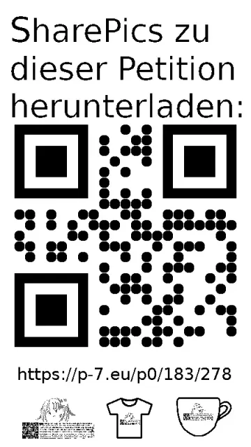 QR code und Link zur Download-Seite für die Sharepics der ePetition 183278, https://p-7.eu/p0/183/278