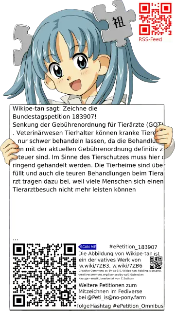 Sharepic zur Petition 183907 für Toots, Posts, Chats, Poster, Banner, Flyer, T-Shirts, Tassen mit QR-Code, der direkt zur Mitzeichnen-Seite des Bundestags oder dem Login der Bundestags-Petitionsseite führt